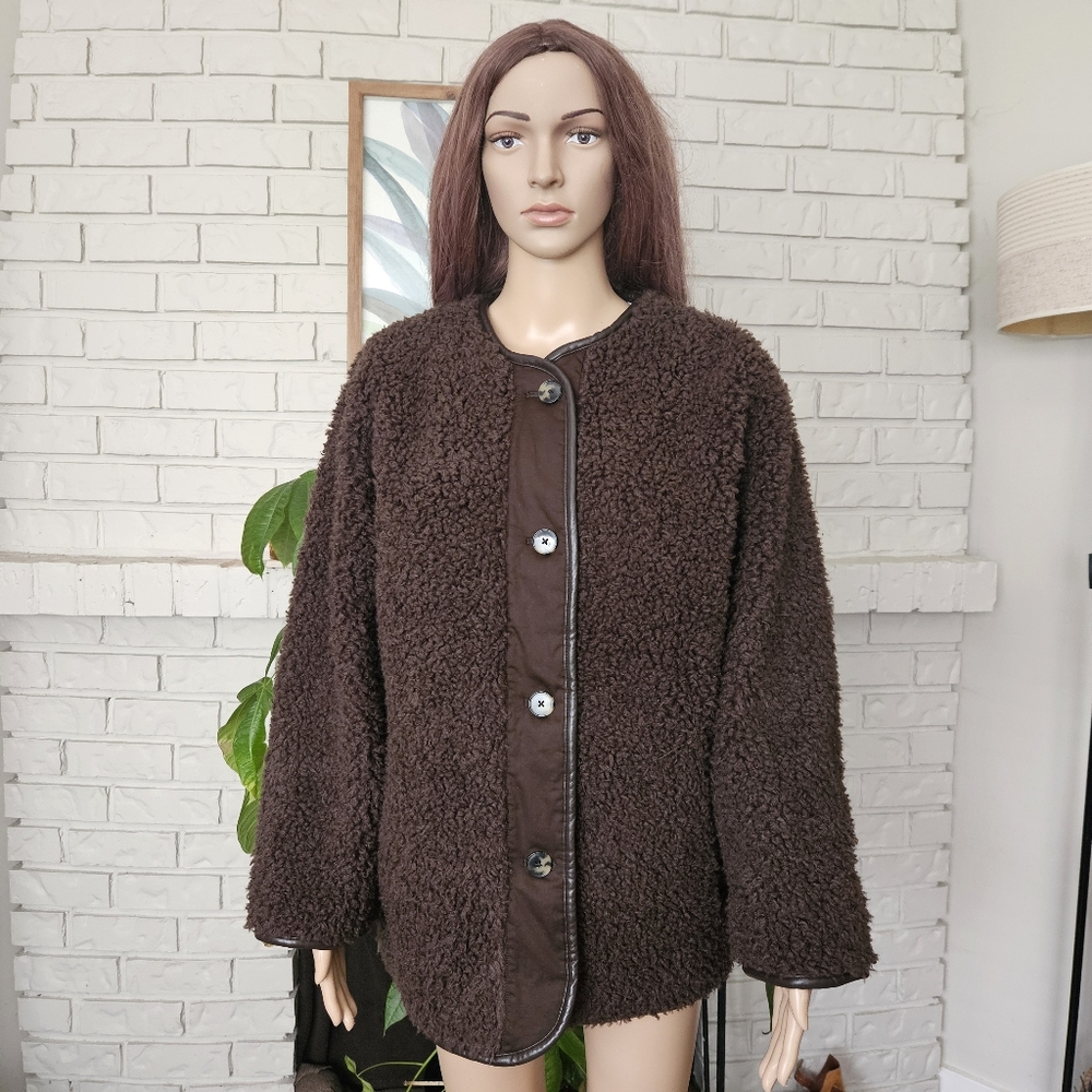 Aritzia Wilfred Brown Teddy Jacket Coat